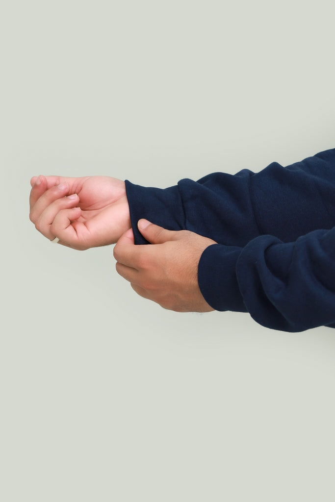 Basic Embroidered Hoodie Essential - Blue