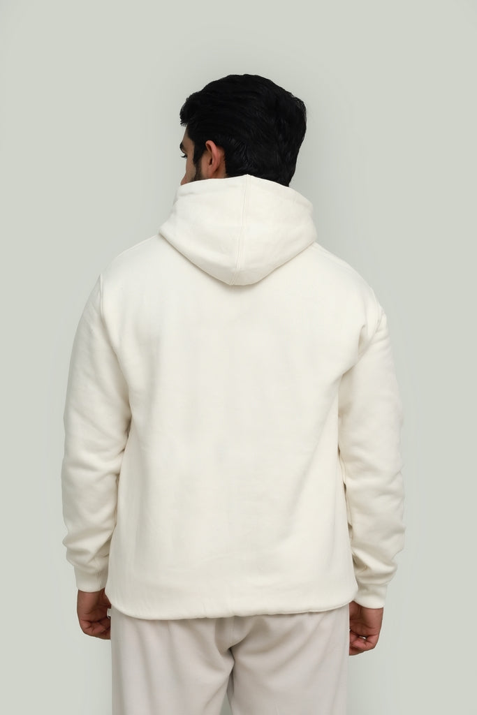Basic Embroidered Hoodie Essential - Off White