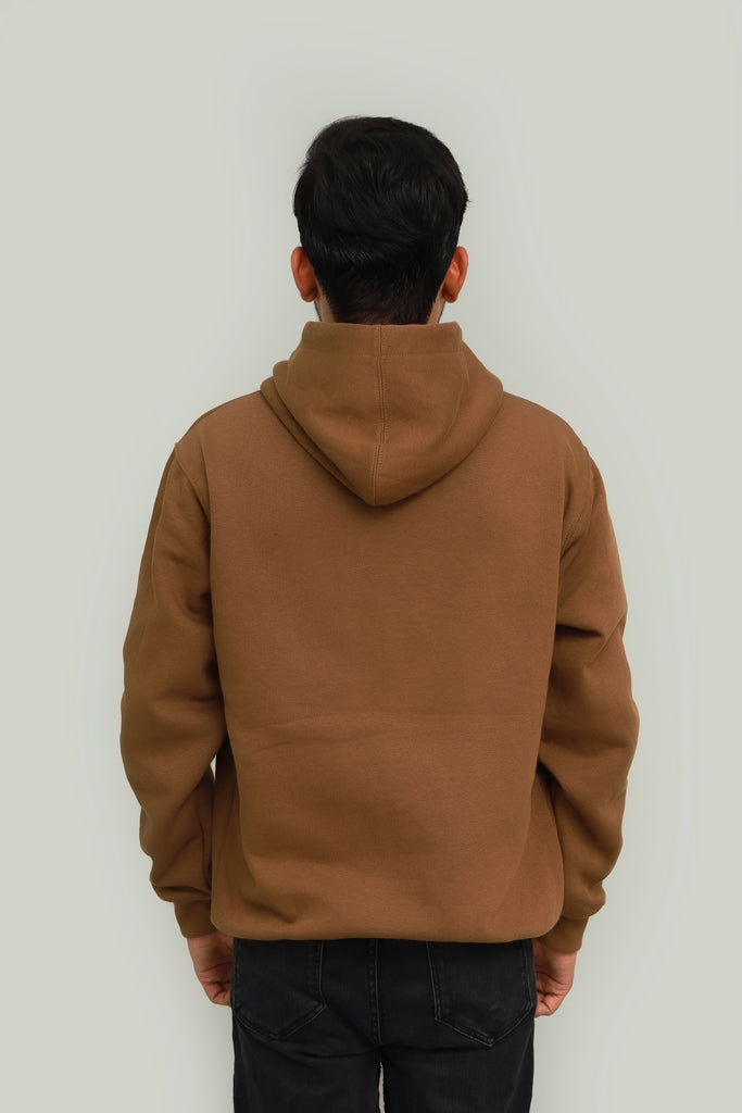 Basic Embroidered Hoodie Essential - Brown