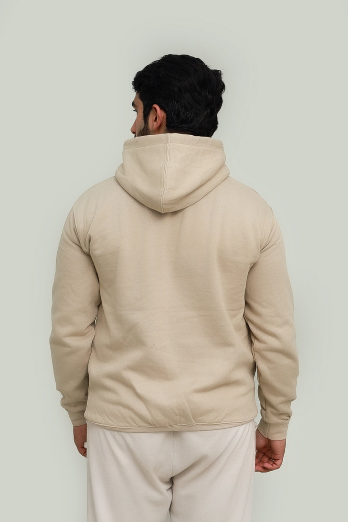 Basic Embroidered Hoodie Essential - Beige